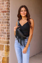 Load image into Gallery viewer, *Ready to Ship | The Valentina - Black Removable Fringe Crossbody Sling Bag