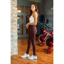 Load image into Gallery viewer, Buttery soft brown leggings for women, High-waisted brown leggings with side pockets.