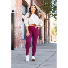 Load image into Gallery viewer, Buttery soft maroon leggings for women - High waist maroon leggings with side pockets