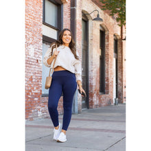Load image into Gallery viewer, Julia Rose The Nyla navy full-length leggings with pockets, Women wearing navy pocket leggings