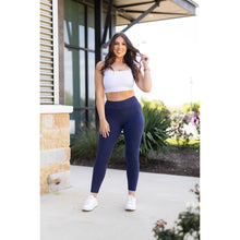 Load image into Gallery viewer, Julia Rose The Riley navy 7/8 ankle length leggings with pockets, high-waisted women’s leggings