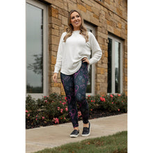 Load image into Gallery viewer, Ready to Ship | Heart Swirls (Black Background) Full Length Leggings