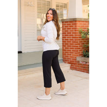 Load image into Gallery viewer, Julia Rose The Gabriella black high-waisted gaucho pants, Women wearing black gaucho pants high waisted