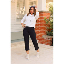 Load image into Gallery viewer, Julia Rose The Gabriella black high-waisted gaucho pants, Women wearing black gaucho pants high waisted
