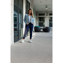 Load image into Gallery viewer, Julia Rose The Nyla navy full-length leggings with pockets, Women wearing navy pocket leggings