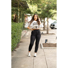 Load image into Gallery viewer, Women’s fleece-lined black joggers winter loungewear Soft black joggers with tapered leg and drawstring waist