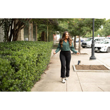 Load image into Gallery viewer, Julia Rose Charlotte Fleece Bootcut Leggings with pockets and high waistband. Buttery soft fleece bootcut leggings for women by Julia Rose.