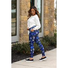 Load image into Gallery viewer, Ready to Ship | Blue Snowflake Leggings