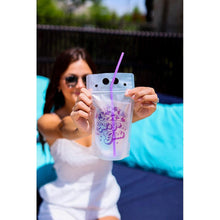 Load image into Gallery viewer, Julia Rose summer drink pouch, Reusable drink pouch for beach and travel