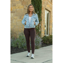 Load image into Gallery viewer, Buttery soft brown leggings for women, High-waisted brown leggings with side pockets.