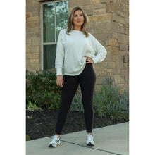 Load image into Gallery viewer, Soft black fleece-lined leggings with full length fit and pockets