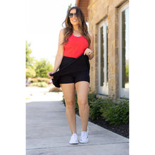 Load image into Gallery viewer, Julia Rose The Brielle black skort, Women wearing black skort with built-in shorts