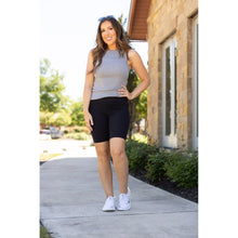 Load image into Gallery viewer, Julia Rose The Bree black 7-inch biker shorts, Women wearing black biker shorts high waisted