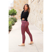 Load image into Gallery viewer, Julia Rose The Holly plaid full length leggings , High-waisted plaid leggings by Julia Rose