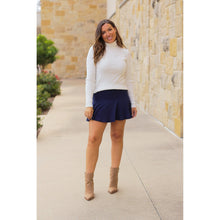 Load image into Gallery viewer, Julia Rose Josie Navy Skort with built-in shorts, high-waisted fit, Women’s navy skort by Julia Rose, soft high-quality fabric