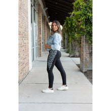 Load image into Gallery viewer, Snow leopard panel detail on Buttery soft leopard panel leggings for women by Julia Rose