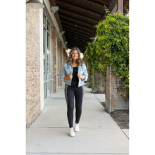 Load image into Gallery viewer, Snow leopard panel detail on Buttery soft leopard panel leggings for women by Julia Rose