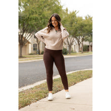 Load image into Gallery viewer, Ready to Ship| The Belle - Brown FLEECE Full Length Leggings with Pockets 2 Pack