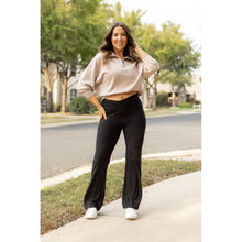 Load image into Gallery viewer, Julia Rose The Liz crossover bootcut leggings with pockets in black, high-waisted women’s bootcut leggings