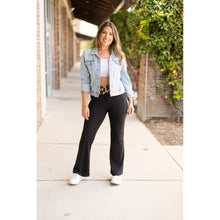 Load image into Gallery viewer, Buttery soft leopard bootcut leggings with fold over waist