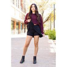Load image into Gallery viewer, Julia Rose The Brielle black skort, Women wearing black skort with built-in shorts