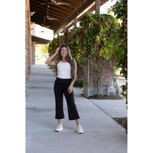 Load image into Gallery viewer, Julia Rose The Gabriella black high-waisted gaucho pants, Women wearing black gaucho pants high waisted