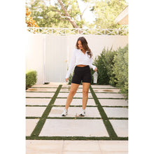 Load image into Gallery viewer, Julia Rose The Dixie crossover 5 inch biker shorts front view, High-waisted crossover biker shorts by Julia Rose
