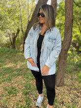 Load image into Gallery viewer, PREORDER: Lightwash Hooded Denim Shacket