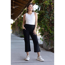 Load image into Gallery viewer, Julia Rose The Gabriella black high-waisted gaucho pants, Women wearing black gaucho pants high waisted