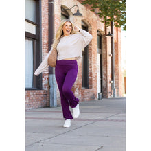 Load image into Gallery viewer, Purple flare yoga pants by Julia Rose
Stretchy high waist purple leggings with pockets and flared leg