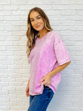 Load image into Gallery viewer, Casual Basic Drop Shoulder Oversized Tee in Bright Mauve