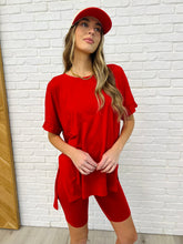 Load image into Gallery viewer, Comfy Cruising Top and Biker Shorts Set in Ruby