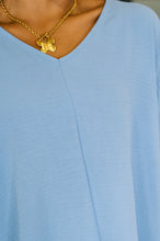 Load image into Gallery viewer, Counter Part Crinkle Woven V-Neck Top in Cornflower Blue