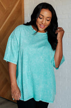 Load image into Gallery viewer, Don't Mind Me Mineral Wash Drop Shoulder Tee in Turquoise