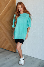 Load image into Gallery viewer, Don't Mind Me Mineral Wash Drop Shoulder Tee in Turquoise