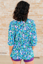 Load image into Gallery viewer, Dreamer Peplum Top in Navy and Mint Floral