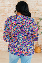Load image into Gallery viewer, Dreamer Peplum Top in Painted Royal Multi