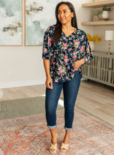Load image into Gallery viewer, Dreamer Top in Navy and Pink Vintage Bouquet