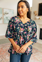 Load image into Gallery viewer, Dreamer Top in Navy and Pink Vintage Bouquet