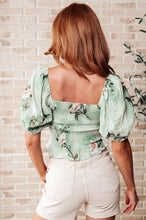 Load image into Gallery viewer, Garden of Eden Balloon Sleeve Top in Sage