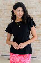 Load image into Gallery viewer, I'll Allow It Flutter Sleeve Tee In Black