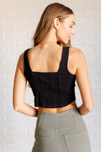 Load image into Gallery viewer, It's All About the Balance Twill Square Neck Crop Top in Black
