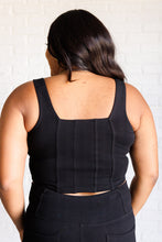 Load image into Gallery viewer, It's All About the Balance Twill Square Neck Crop Top in Black