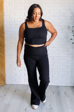 Load image into Gallery viewer, It's All About the Balance Twill Square Neck Crop Top in Black