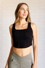 Load image into Gallery viewer, It's All About the Balance Twill Square Neck Crop Top in Black