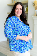 Load image into Gallery viewer, Lizzy Babydoll Top in Royal and Mint Paisley