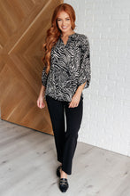 Load image into Gallery viewer, Lizzy Top in Black and Taupe Animal Print