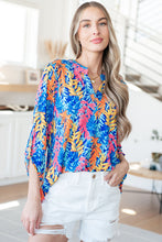 Load image into Gallery viewer, Lizzy Top in Blue and Pink Branches