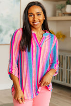 Load image into Gallery viewer, Lizzy Top in Blue and Pink Stripe