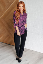 Load image into Gallery viewer, Lizzy Top in Hot Pink and Navy Damask